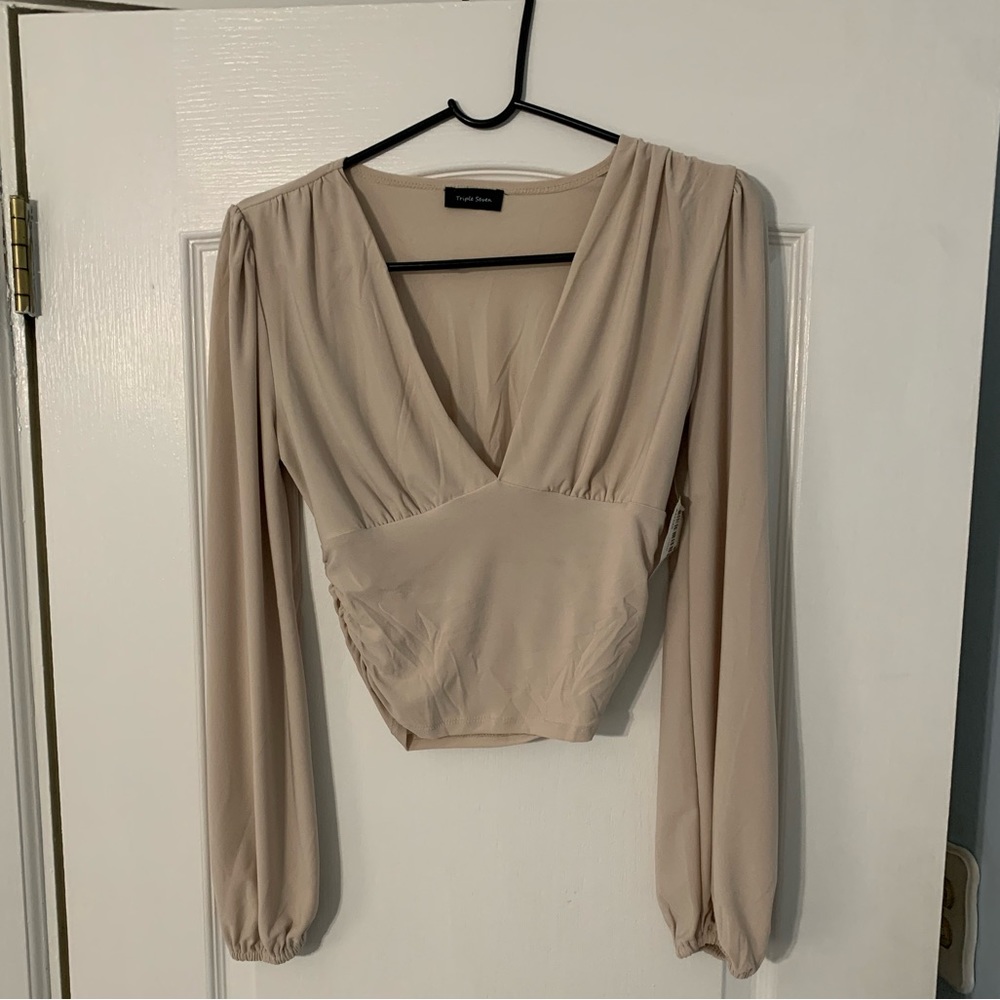 NWT Beige V-Neck Blouse